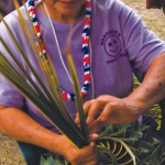 Evelyn Olores demonstrates palm weaving