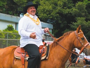 Mayor Bernard Carvalho on horseback