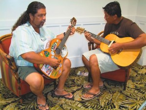 Troy Waialeale jams with faculty member Kenneth Makuakane