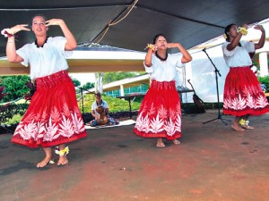Ladies of Halau Mohala O Ka Pua Hau Hele: Daisy Lacock, Sue Strickland and Lei Ui Kaholokula