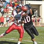 Iolani defender Andrew Okimura was flagged for interference against Kevin Reyes (1)