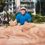 Jeff Haigh with his sand sculpture