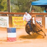 Courtney Medeiros makes a turn in barrel racing