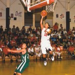 Brian Andres of Kaua‘i goes up for an easy bucket