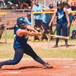 Kawehi Ephan gets full extension on this pitch against Punahou