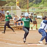 Kristen Yam legs out an infield hit while driving in a run for Kapa‘a.